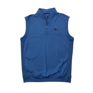 Adidas Golf Vest Mens M Medium Cadet Blue 1/4 Zip Mock Sleeveless Pullover LOGO